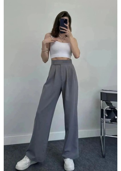 Kadın Full Esnek Rahat Kumaş Cırt Kapama Palazzo Pantolon fiyatları