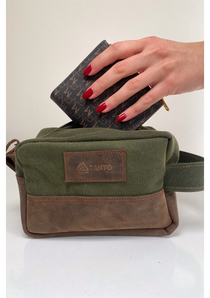 Mumlu Kanvas & Gerçek Deri El Çantası – El Yapımı, 20X12-Tanto Bushcraft indirimleri