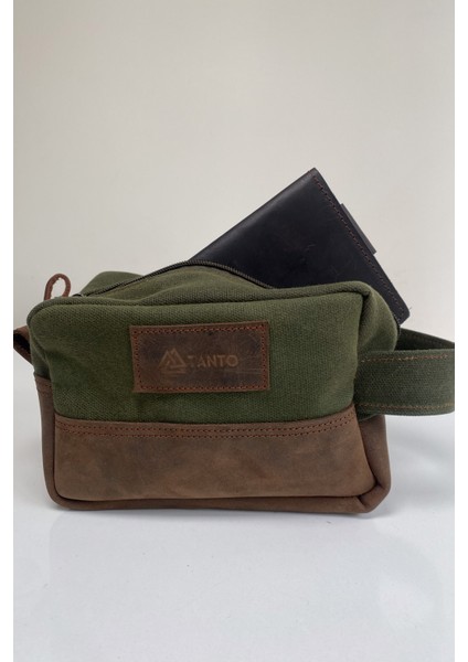 Mumlu Kanvas & Gerçek Deri El Çantası – El Yapımı, 20X12-Tanto Bushcraft