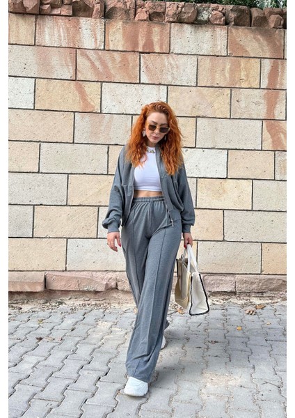 Gri Fermuar Detaylı Eşofman Takımı indirimleri