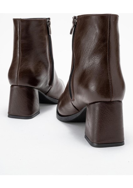 Kadın Topuklu Bot Kahve Cilt modelleri