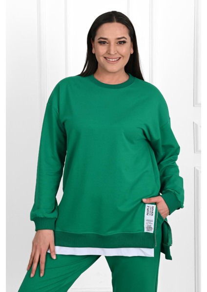 Kadın Büyük Beden Yanları Fermuar Detaylı Eşofman Takımı 3613-23 fiyatları