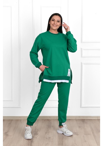 Kadın Büyük Beden Yanları Fermuar Detaylı Eşofman Takımı 3613-23 indirimleri