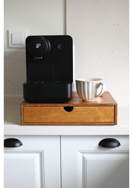 Kapsül Kahve Standı Organizer Raf Meşe
