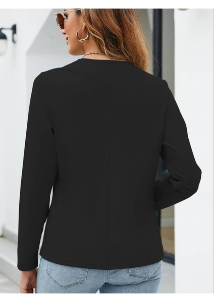 Kadın Uzun Kollu Önü Açık Ithal Krep Blazer Ceket fiyatları