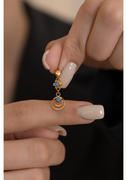 14 Ayar Altın Mardin İşi Ay Yıldız Mini Kolye Ucu modelleri