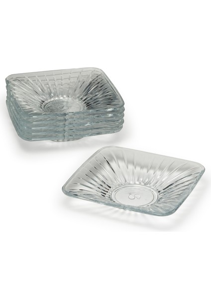 6'Lı Gravürlü Kare Çay Tabağı fiyatları