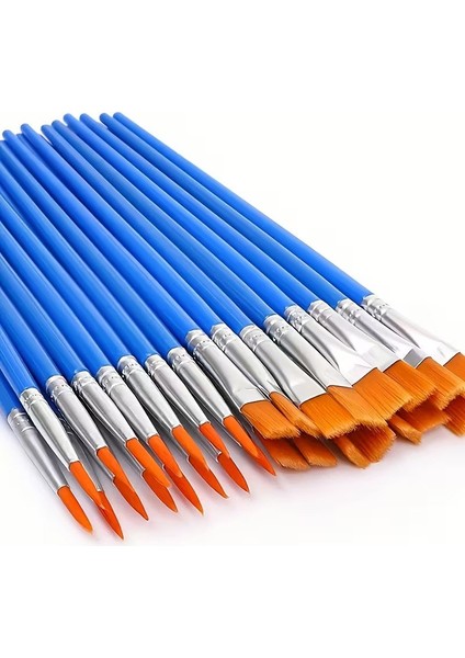 Düz ve Yuvarlak Fırça Seti, Akrilik, Sulu Boya, Yağlı Boya, Dıy Çizim, Seramik, Resim Fırça-10 Adet