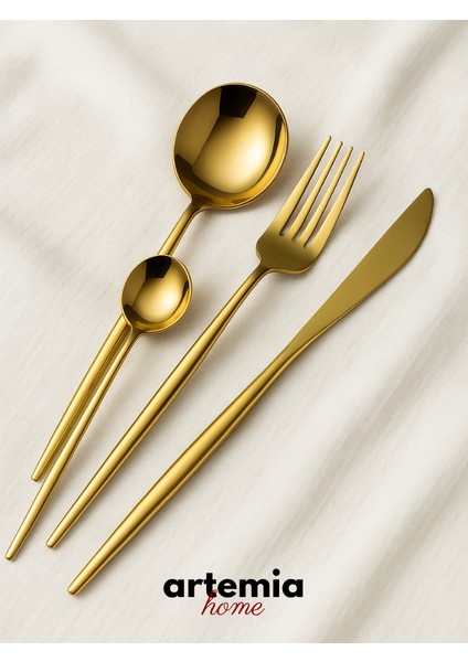 Royal 6 Adet Yemek Çatalı | 18/10 Paslanmaz Çelik | Gold Kaplama Premium Sofra Çatalı fiyatları