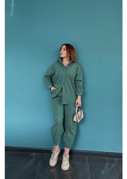 Mango Model Kaşe Şalvar Takım Yeşil fiyatları