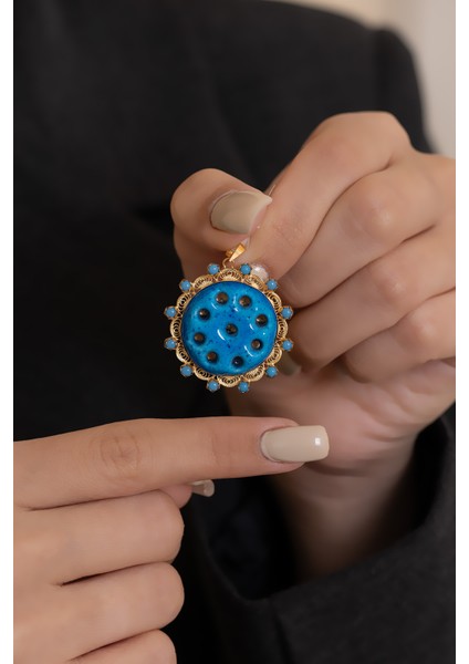 14 Ayar Altın Firuze Boncuklu Süryani Nazarlığı 9 Gözlü Kolye Ucu fiyatları