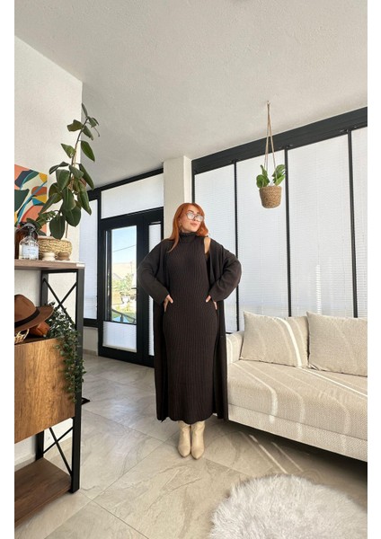 Kahve Elbise Hırka Takım modelleri