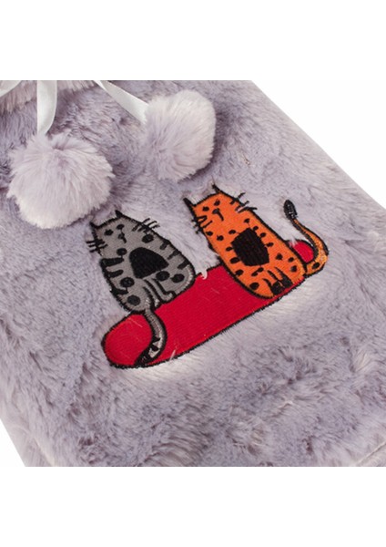 Cats in Istanbul Gri Peluş Sıcak Su Torbası Ergonomik ve Konforlu Kullanım