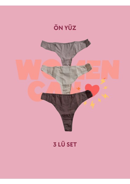 Kahve Tonları 3’lü Brazilian Takım % 92 Pamuk % 8 Elastan Vücuda Tam Oturan Rahat Kalıp Nefes Alan ve Terletmeyen Organik Doku