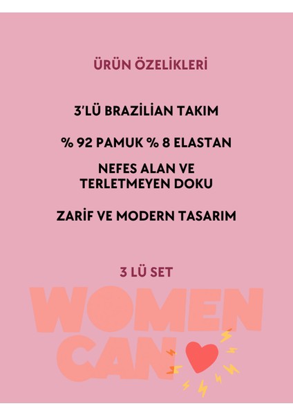 Kahve Tonları 3’lü Brazilian Takım % 92 Pamuk % 8 Elastan Vücuda Tam Oturan Rahat Kalıp Nefes Alan ve Terletmeyen Organik Doku modelleri