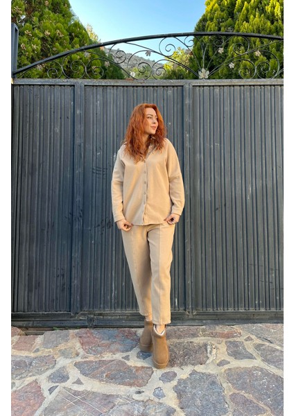 Mango Model Kaşe Şalvar Takım Süt Kahve fırsatları