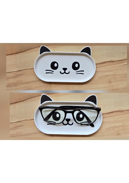Kedi Figürlü Gözlük Tutucu – Dekoratif ve Şık Masaüstü Aksesuarı
