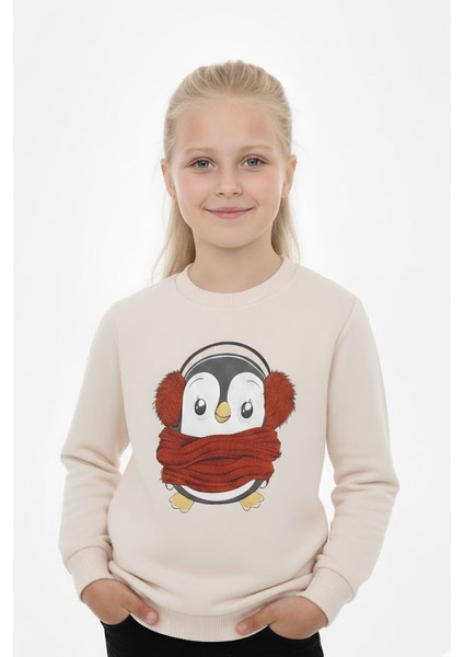 Kız Çocuk Sweatshirt Baskılı Şardonlu Kışlık