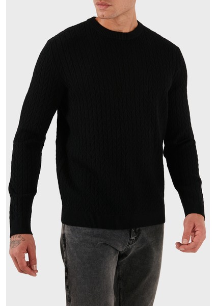 Regular Fit Bisiklet Yaka Örme Desenli Kazak M5BR41Z2ZK2 Erkek Kazak M5BR41 Z2ZK2 Jblk fırsatları