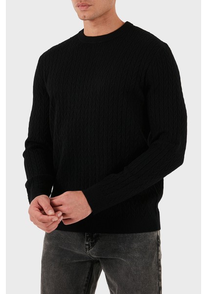 Regular Fit Bisiklet Yaka Örme Desenli Kazak M5BR41Z2ZK2 Erkek Kazak M5BR41 Z2ZK2 Jblk indirimleri