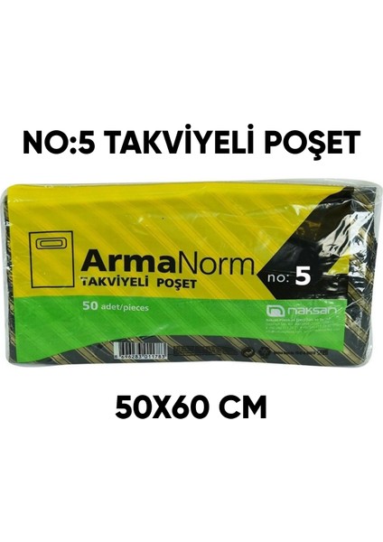 No:5 Takviyeli Poşet Siyah 50X60 cm