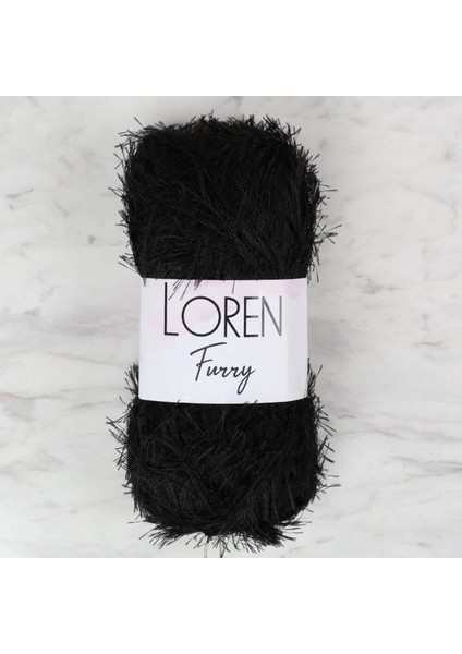 Loren Furry Siyah El Örgü Ipi - RF1001 - 34066