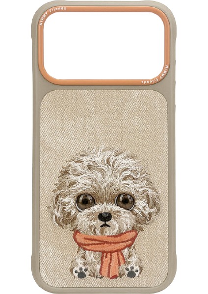 iPhone 17 Pro Uyumlu 3D Göz Köpek Detaylı Gerçek Nakış Işlemeli Kabartmalı New Big Eyes Kılıf