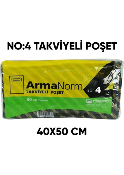 No:4 Takviyeli Poşet Siyah 40X50 cm