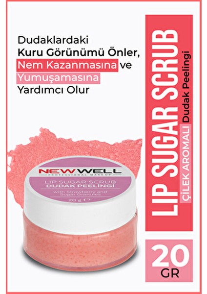 Dudak Peelingi 20 gr Çilek Aromalı Pembe Renkli Parlak Etkiyle modelleri