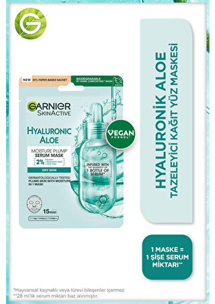 Kağıt Yüz Maskesi Hyaluronik Asit ve Aloe Vera ile Canlandırıcı Etki 1 Adet indirimleri
