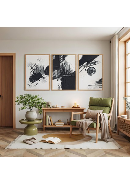 Ahşap Çerçeveli Gölgeler Oyunu Üçlü Ahşap Tablo Seti modelleri