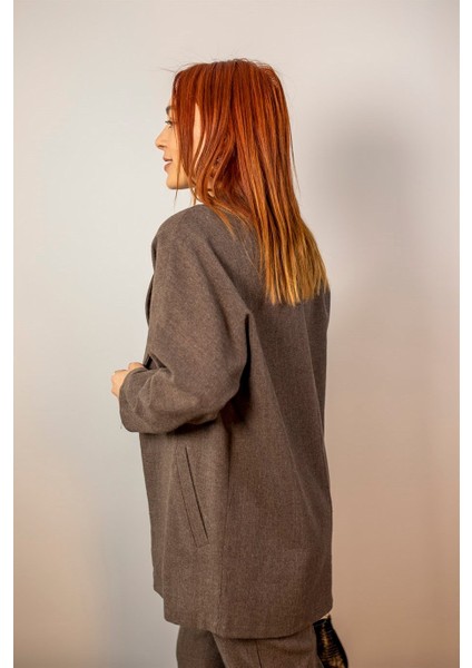 Acı Kahve Düğme Detaylı Keten Ceket fırsatları