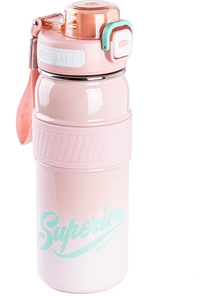 Okadı Superıor Pipetli Pembe Paslanmaz Çelik Termos 750ML