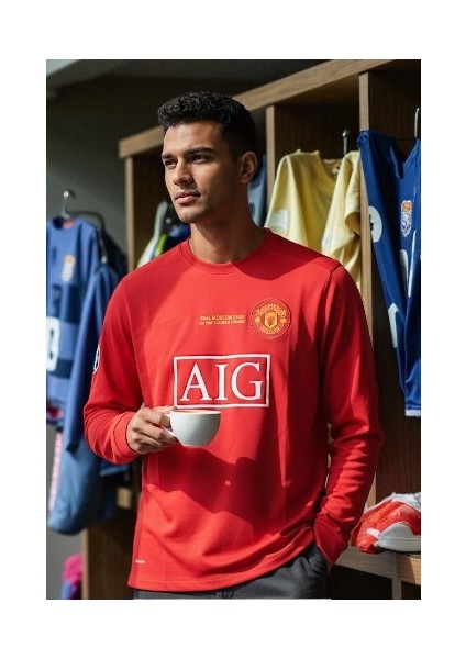 Cr7 Ronaldo Manchester United 2007-2008 Kırmızı Uzun Kollu Nostalji Forması