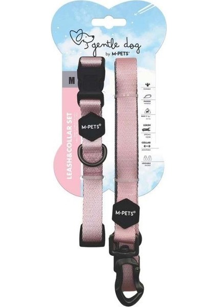 Gentle Köpek Boyun Tasması ve Gezdirme Kayışı Seti Pembe M