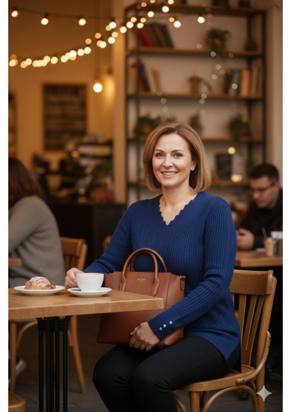 Kadın Kışlık Anne Kazak V Yaka Pamuklu Kardelen Örme Esnek Rahat Kesim Tam Kalıp indirimleri