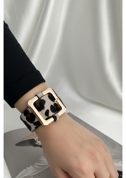 Leopar Desenli Büyük Toka Detaylı Bileklik (25CM) fiyatları
