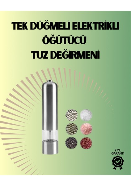 Depomix Pilli Otomatik Baharat Değirmeni Gıda Sınıfı Çelik Sessiz Öğütücü Alet