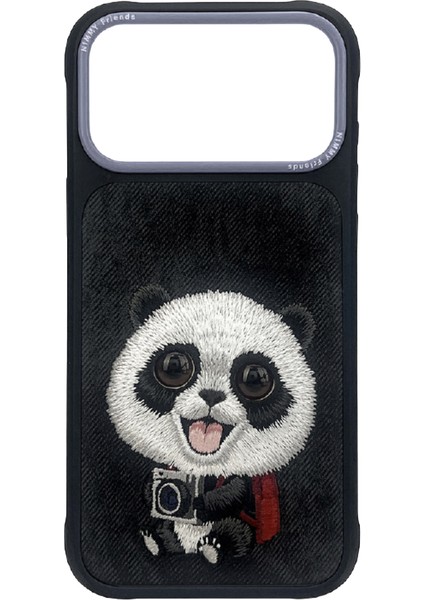 iPhone 17 Pro Uyumlu 3D Göz Panda Detaylı Gerçek Nakış Işlemeli Kabartmalı New Big Eyes Kılıf