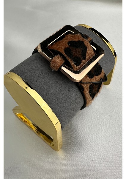 Leopar Desenli Büyük Toka Detaylı Bileklik (25CM) fırsatları