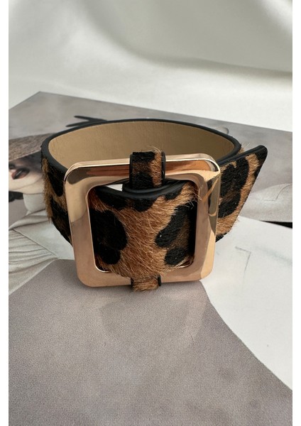 Leopar Desenli Büyük Toka Detaylı Bileklik (25CM) indirimleri