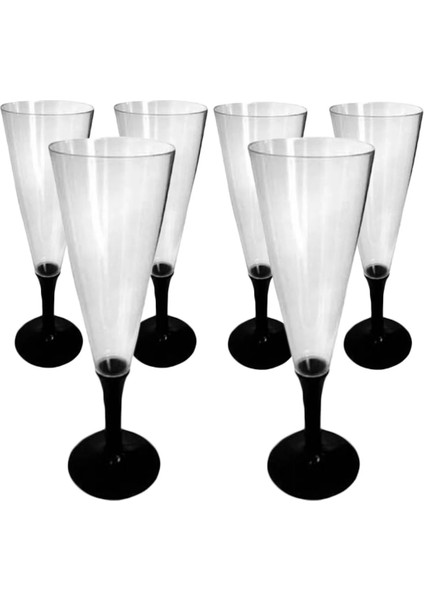 Şampanya Bardağı 6 Lı Siyah
