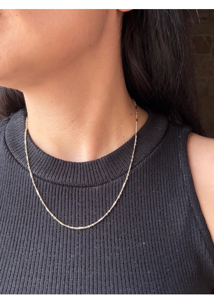Xuping 14K Silindir Mini Dorika Top Detaylı Gold Zincir Kolye 50 cm fiyatları