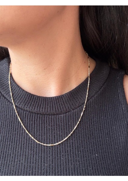 Xuping 14K Silindir Mini Dorika Top Detaylı Gold Zincir Kolye 50 cm fırsatları