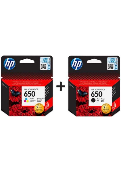 650 Orijinal Kartuş Seti (Siyah CZ101AE + Renkli CZ102AE) – Deskjet 1015, 1515, 2545 Uyumlu