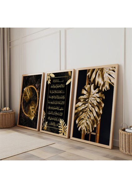 Ahşap Çerçeveli Islami Sanat Üçlü Ahşap Tablo Seti fiyatları