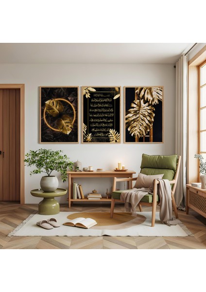 Ahşap Çerçeveli Islami Sanat Üçlü Ahşap Tablo Seti modelleri