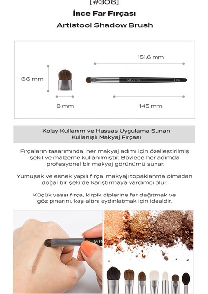 İnce Uçlu Far Fırçası Artistool Shadow Brush #306 indirimleri