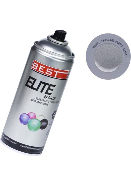 Elite Metal Gri 9006 Akrilik Hızlı Kuruyan Profesyonel Sprey Boya 400 ml