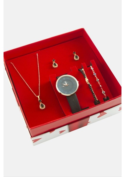 Depomix Kelebek Kayışlı Bayan Kol Saati ve Takı Seti Kombini-Siyah fiyatları